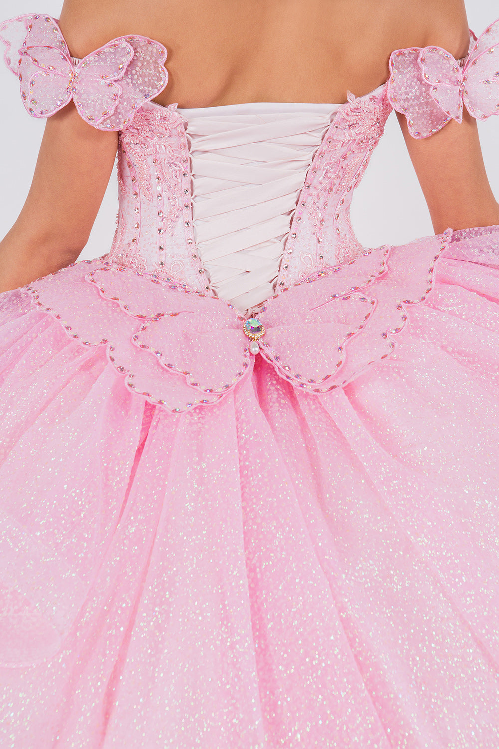 Off Shoulder Butterfly Quinceanera Dress by Cinderella Couture USA AS8120J