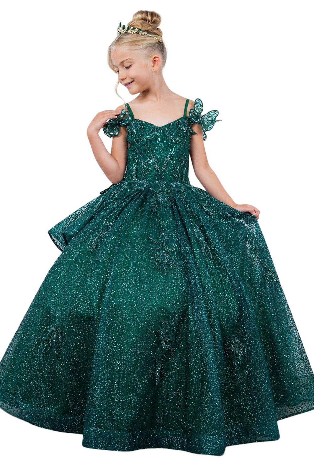 Layered Tulle with Tiered Train Girl Communion Dress by Cinderella Couture USA AS8120