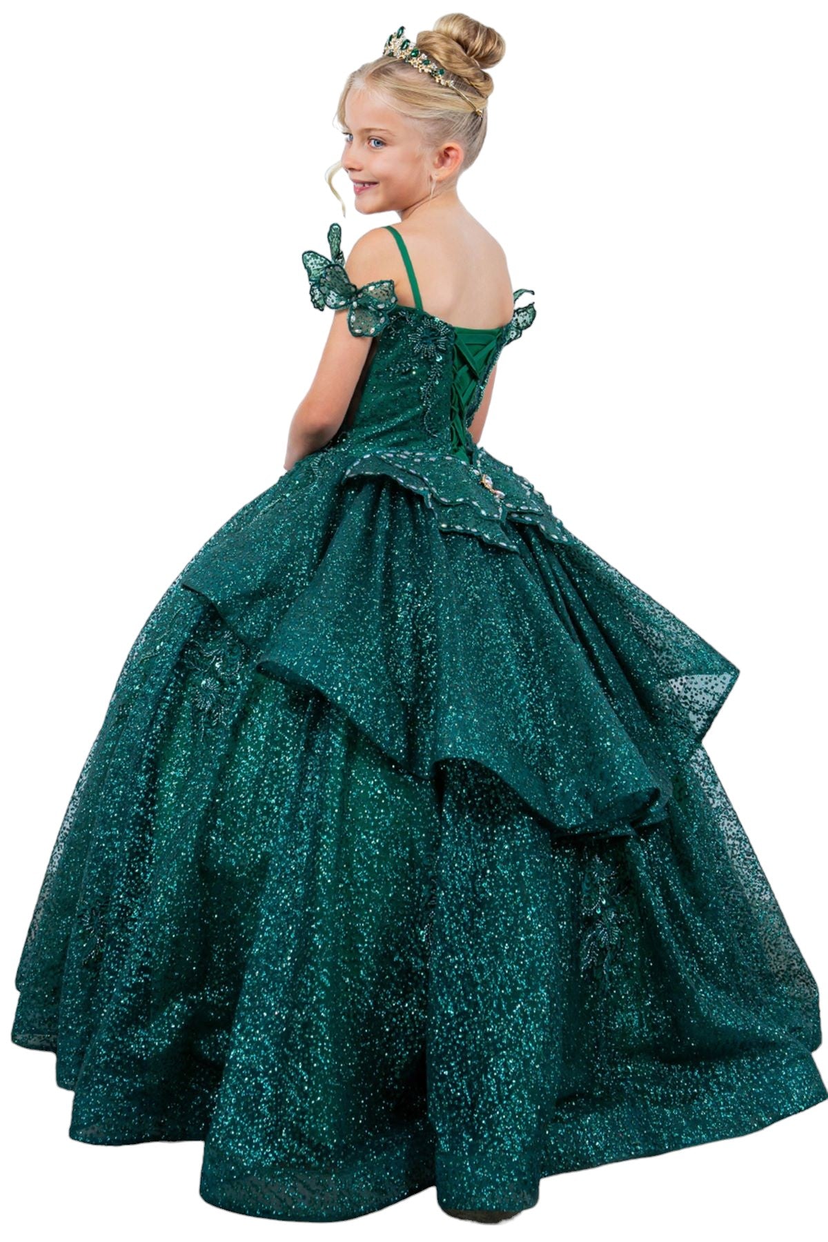 Layered Tulle with Tiered Train Girl Communion Dress by Cinderella Couture USA AS8120