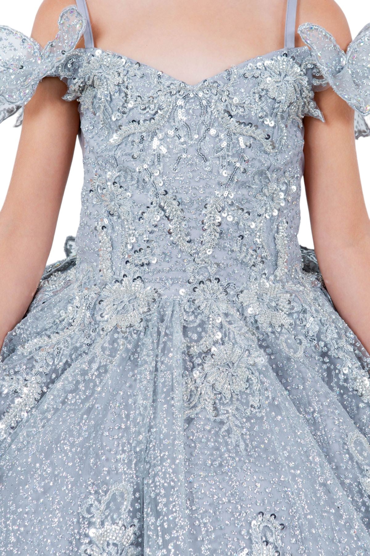 Layered Tulle with Tiered Train Girl Communion Dress by Cinderella Couture USA AS8120