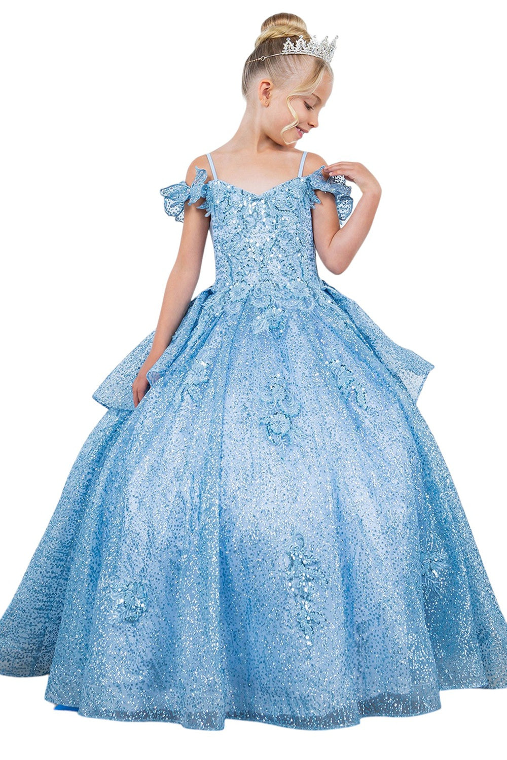 Layered Tulle with Tiered Train Girl Communion Dress by Cinderella Couture USA AS8120