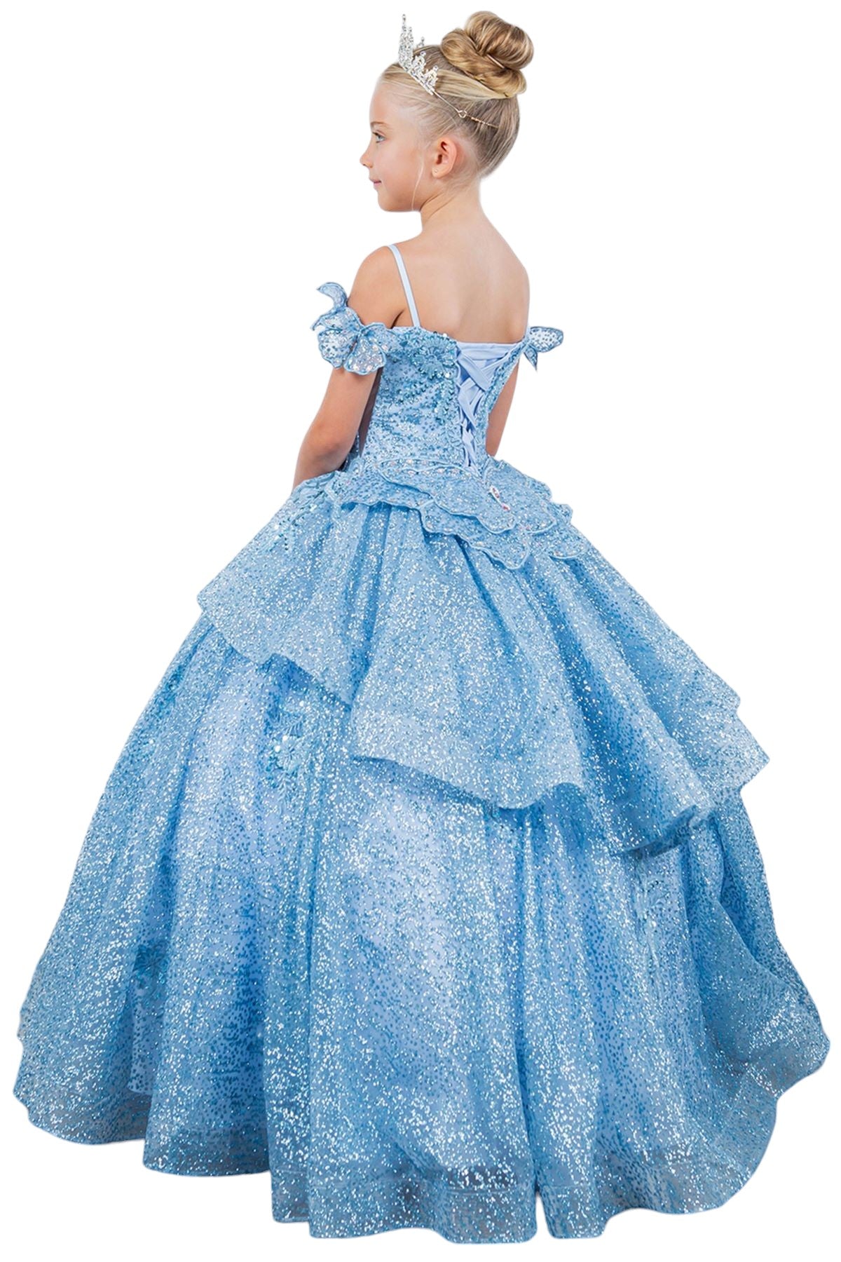 Layered Tulle with Tiered Train Girl Communion Dress by Cinderella Couture USA AS8120