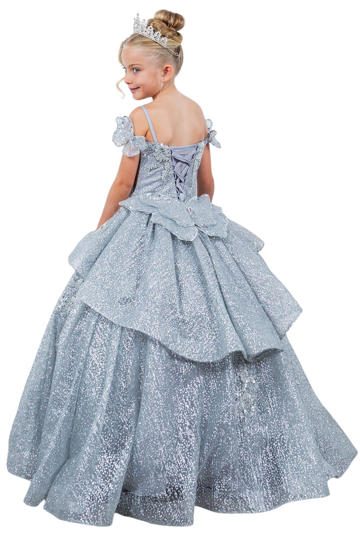 Layered Tulle with Tiered Train Girl Communion Dress by Cinderella Couture USA AS8120
