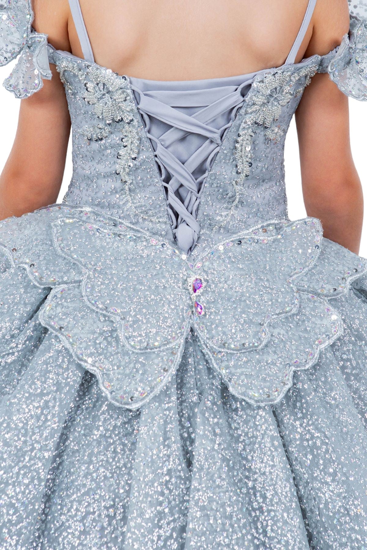 Layered Tulle with Tiered Train Girl Communion Dress by Cinderella Couture USA AS8120