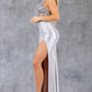 Sequin V-Neckline Leg Slit Party Dress by Cinderella Couture USA AS8122J