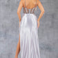 Sequin V-Neckline Leg Slit Party Dress by Cinderella Couture USA AS8122J