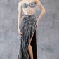 Strapless Off Shoulder Leg Slit Party Dress by Cinderella Couture USA AS8147J