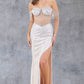 Strapless Off Shoulder Leg Slit Party Dress by Cinderella Couture USA AS8147J