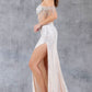 Strapless Off Shoulder Leg Slit Party Dress by Cinderella Couture USA AS8147J