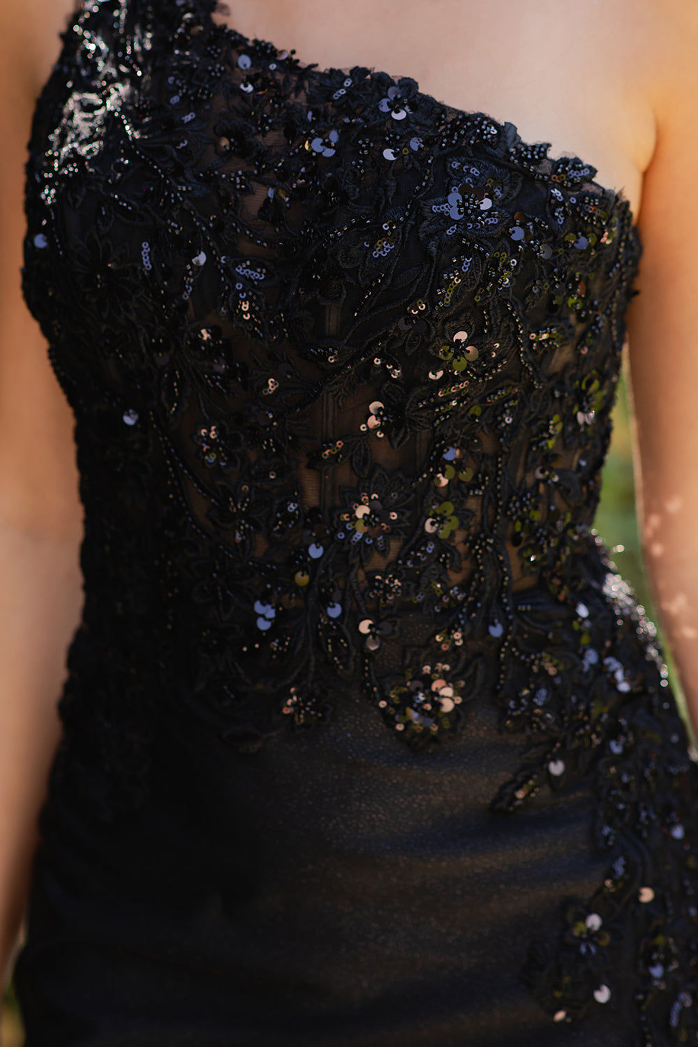 One Shoulder Sequin Leg Slit Party Dress by Cinderella Couture USA AS8162J