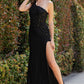 One Shoulder Sequin Leg Slit Party Dress by Cinderella Couture USA AS8162J