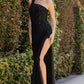 One Shoulder Sequin Leg Slit Party Dress by Cinderella Couture USA AS8162J