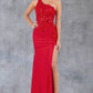 One Shoulder Sequin Leg Slit Party Dress by Cinderella Couture USA AS8162J