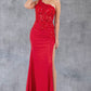 One Shoulder Sequin Leg Slit Party Dress by Cinderella Couture USA AS8162J