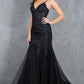 Embroidery V-Neckline Mermaid Party Dress by Cinderella Couture USA AS8178J