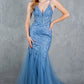 Embroidery V-Neckline Mermaid Party Dress by Cinderella Couture USA AS8178J