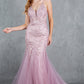 Embroidery V-Neckline Mermaid Party Dress by Cinderella Couture USA AS8178J