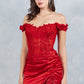 Lace Off Shoulder Short Party Dress by Cinderella Couture USA AS8181JS