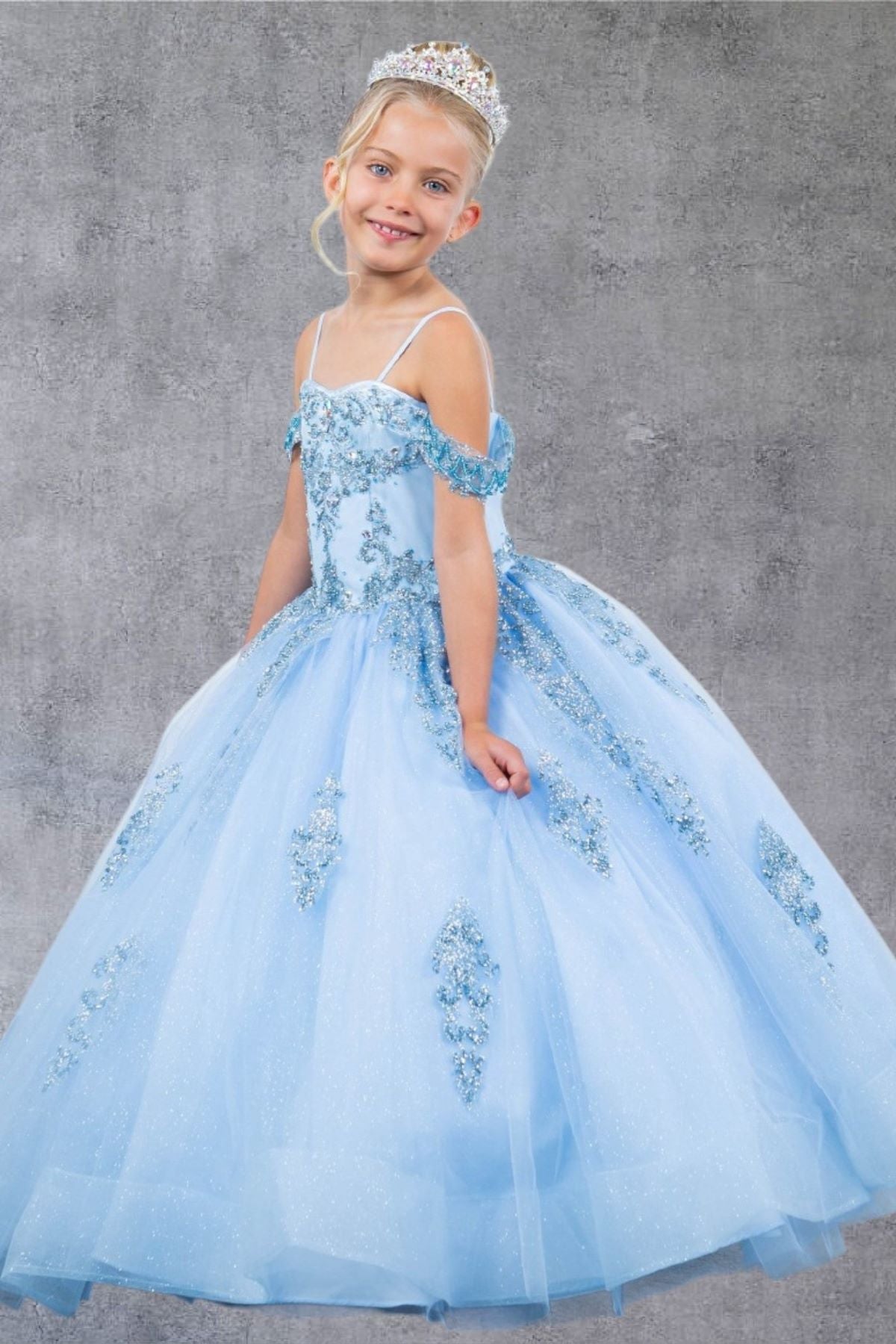 Off Shoulder A-Line Girl Communion Dress by Cinderella Couture USA AS8190
