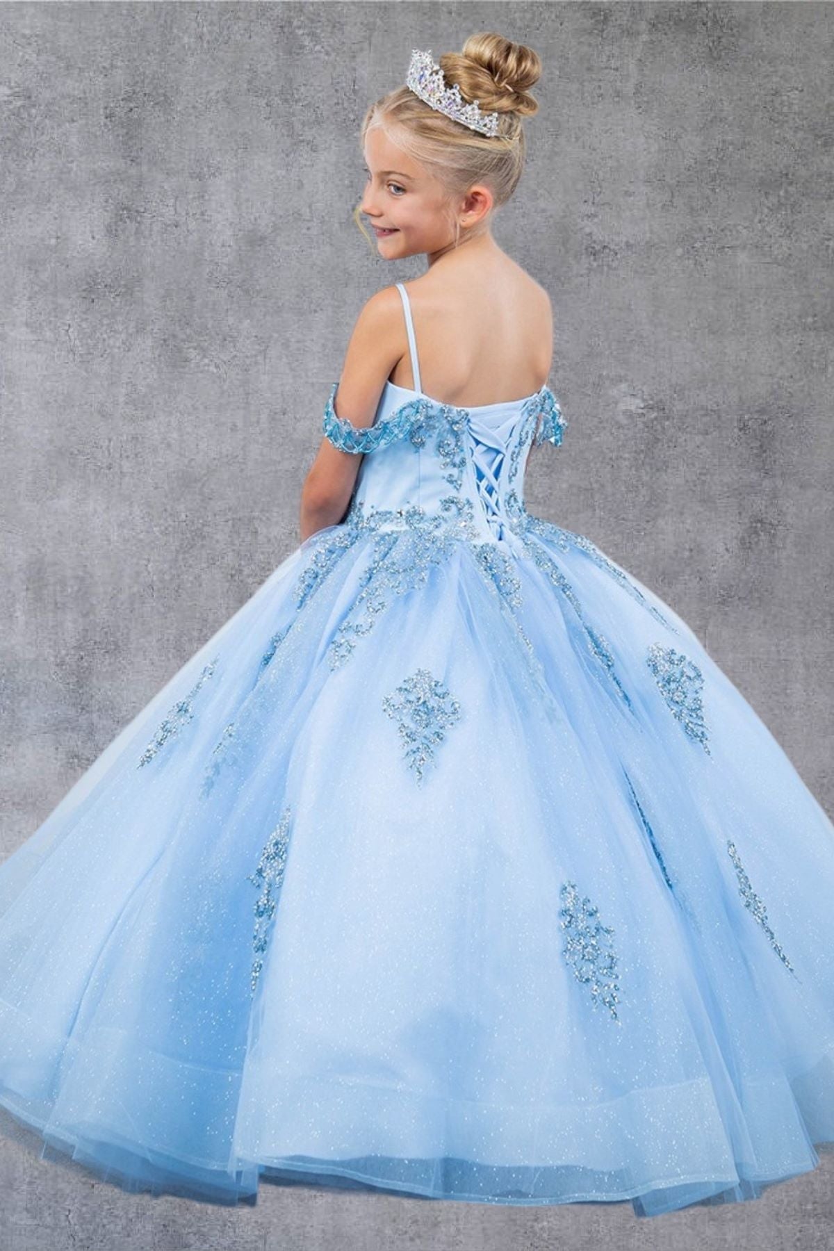 Off Shoulder A-Line Girl Communion Dress by Cinderella Couture USA AS8190