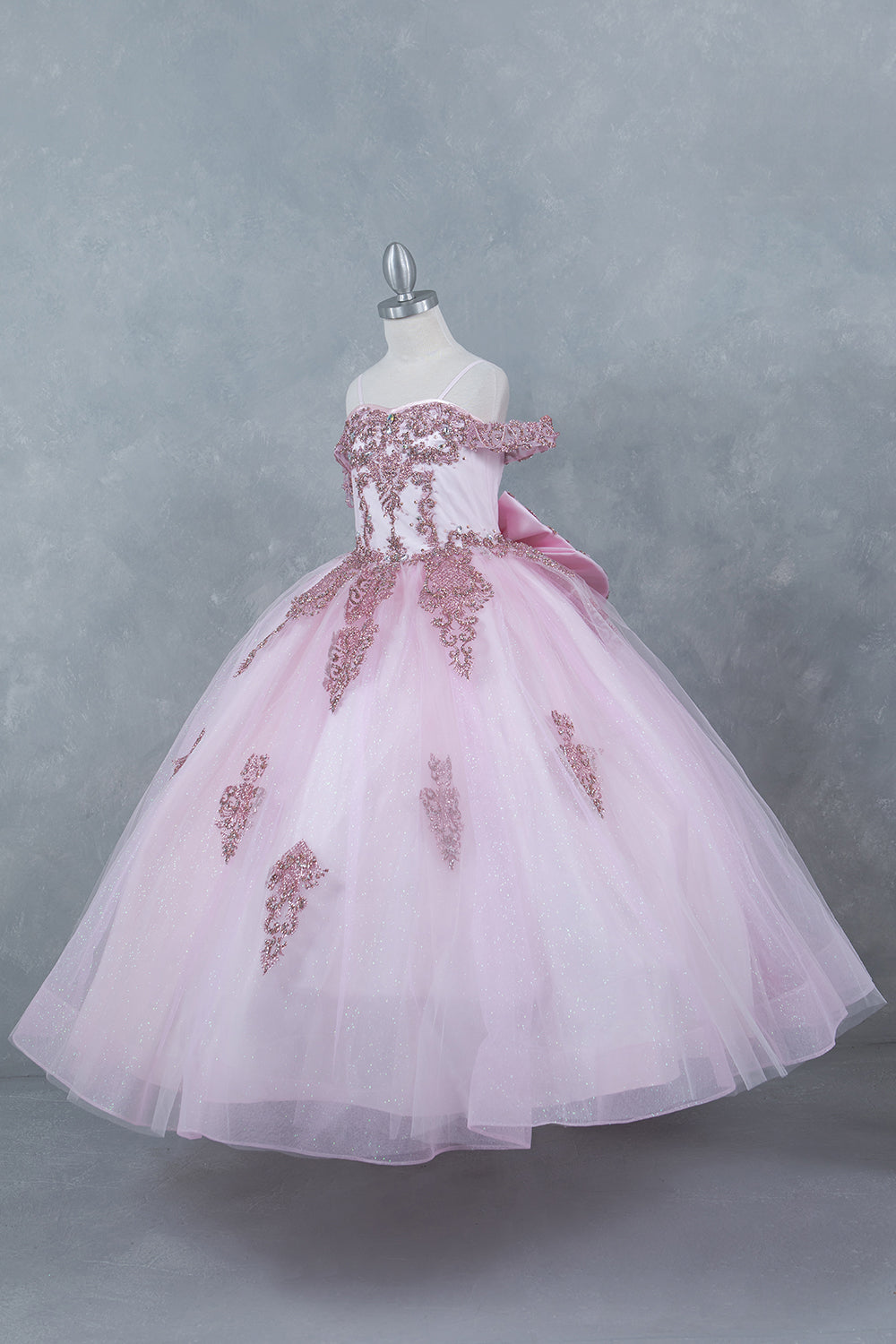 Off Shoulder A-Line Girl Communion Dress by Cinderella Couture USA AS8190