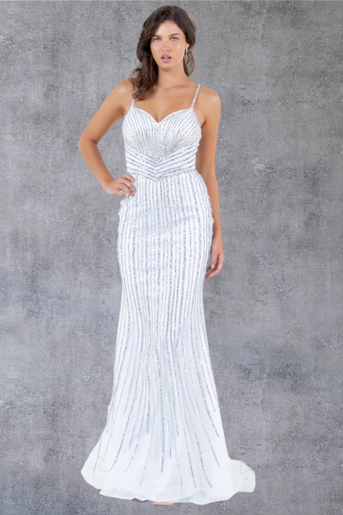 Thin Shoulder Straps Sheath Party Dress by Cinderella Couture USA AS8203J