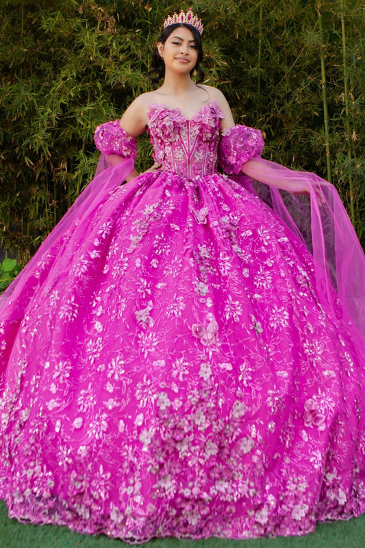 Off Shoulder Puff Sleeve Quinceanera Dress by Cinderella Couture USA AS8210J