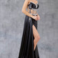 Strapless Satin Leg Slit Sheath Party Dress by Cinderella Couture USA AS8214J
