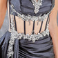 Strapless Satin Leg Slit Sheath Party Dress by Cinderella Couture USA AS8214J