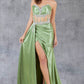 Strapless Satin Leg Slit Sheath Party Dress by Cinderella Couture USA AS8214J