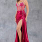 Beaded Illusion V-Neckline Sheath Party Dress by Cinderella Couture USA AS8219J