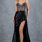 Beaded Illusion V-Neckline Sheath Party Dress by Cinderella Couture USA AS8219J