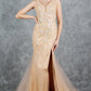 Plunging Neckline Leg Slit Mermaid Party Dress by Cinderella Couture USA AS8241J