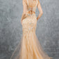 Plunging Neckline Leg Slit Mermaid Party Dress by Cinderella Couture USA AS8241J