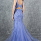 Plunging Neckline Leg Slit Mermaid Party Dress by Cinderella Couture USA AS8241J