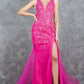Plunging Neckline Leg Slit Mermaid Party Dress by Cinderella Couture USA AS8241J