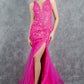 Plunging Neckline Leg Slit Mermaid Party Dress by Cinderella Couture USA AS8241J