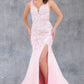 Plunging Neckline Leg Slit Mermaid Party Dress by Cinderella Couture USA AS8241J