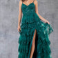 Sequin A-Line Leg Slit Party Dress by Cinderella Couture USA AS8248J