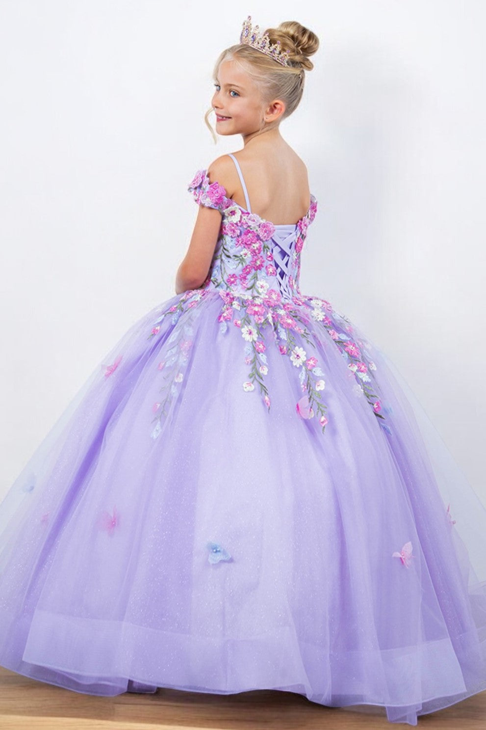 Lace Off Shoulder A-Line Girl Communion Dress by Cinderella Couture USA AS8260