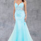 Embroidery Plunging Neckline Mermaid Party Dress by Cinderella Couture USA AS8276J