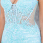 Corset Plunging Neckline Mermaid Party Dress by Cinderella Couture USA AS8276J