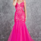 Embroidery Plunging Neckline Mermaid Party Dress by Cinderella Couture USA AS8276J