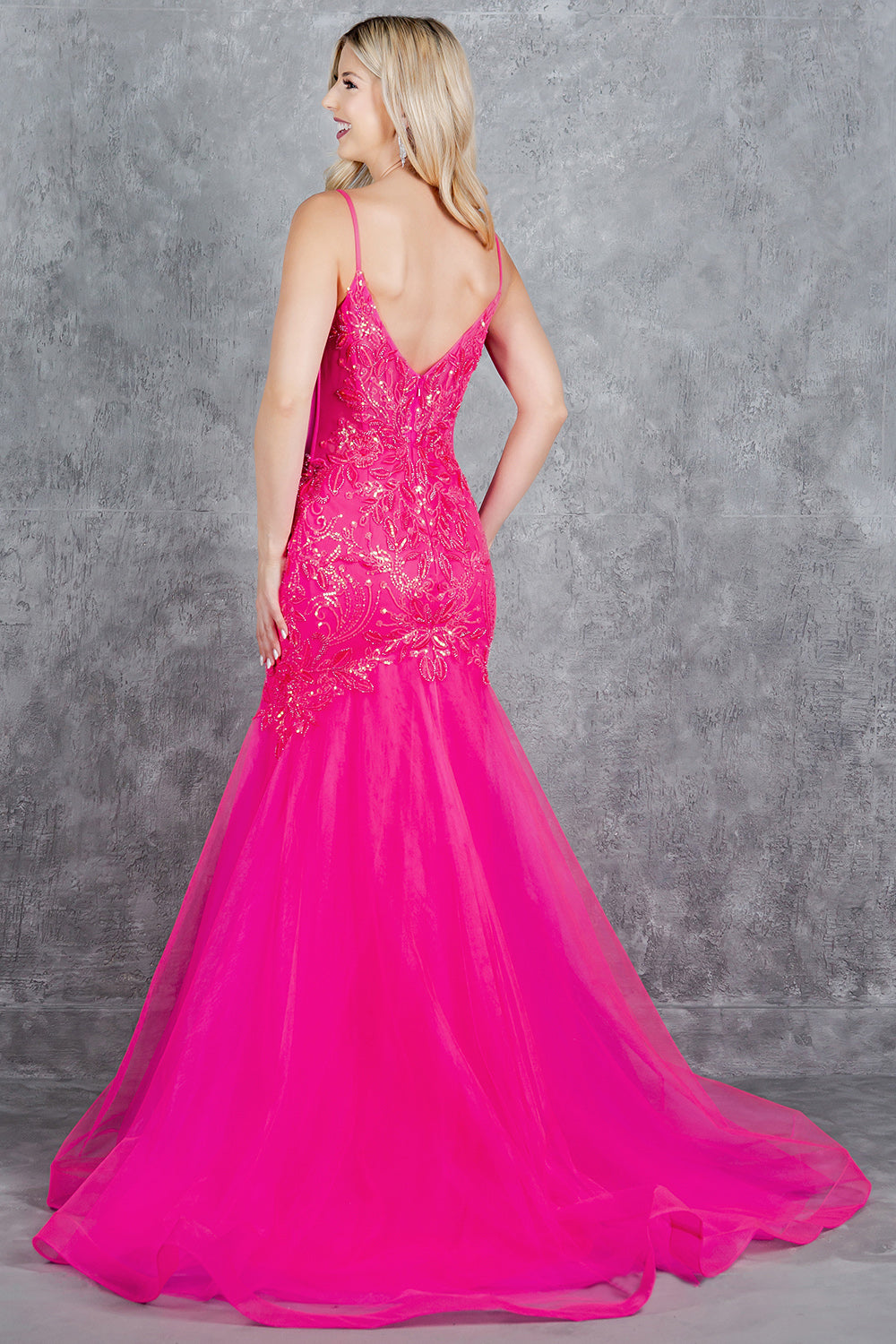 Corset Plunging Neckline Mermaid Party Dress by Cinderella Couture USA AS8276J