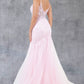 Embroidery Plunging Neckline Mermaid Party Dress by Cinderella Couture USA AS8276J