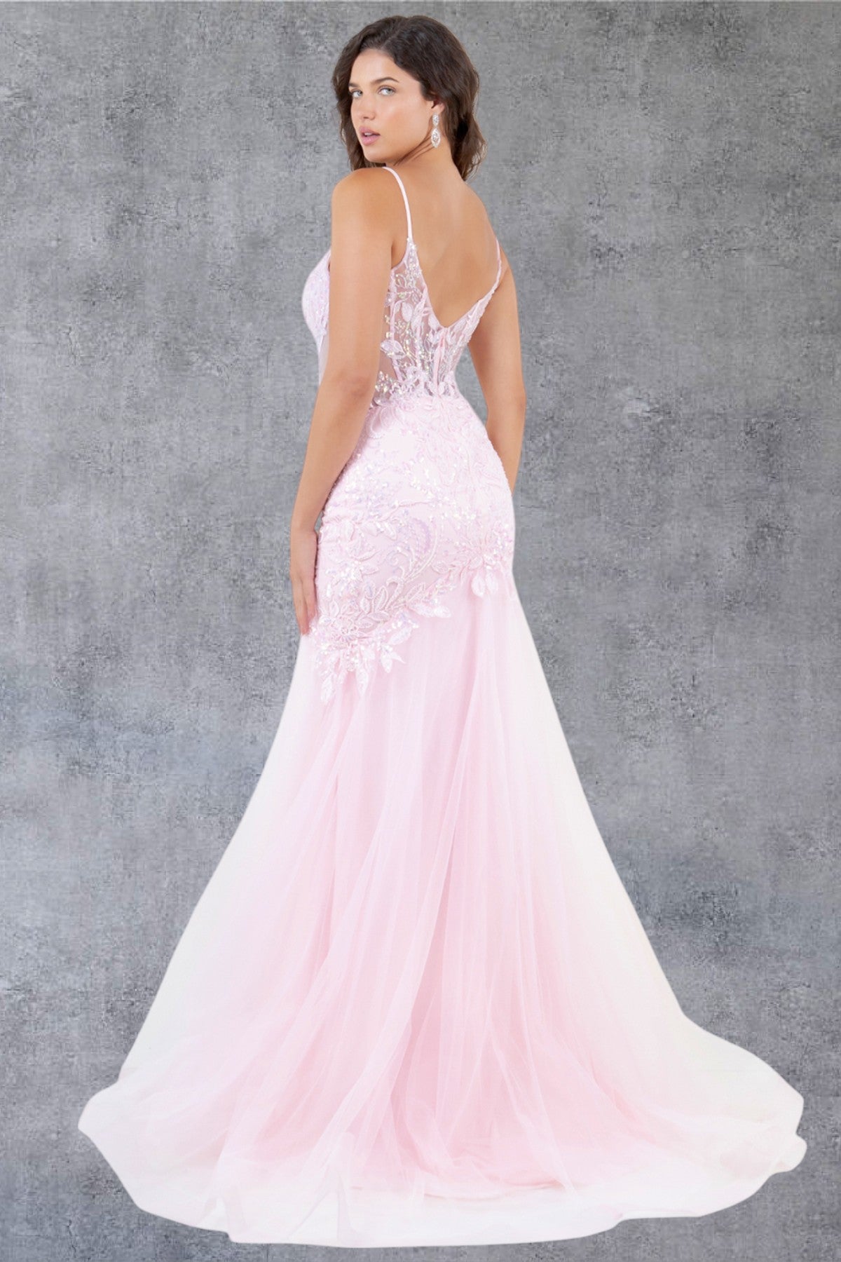 Corset Plunging Neckline Mermaid Party Dress by Cinderella Couture USA AS8276J