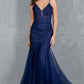 Embroidery V-Neckline Mermaid Party Dress by Cinderella Couture USA AS8178J