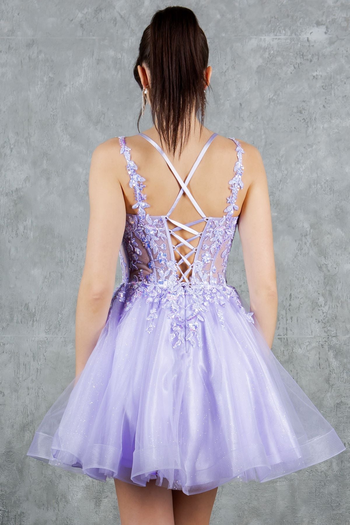 Sequin Plunging V-Neckline Short Party Dress by Cinderella Couture USA AS8305J