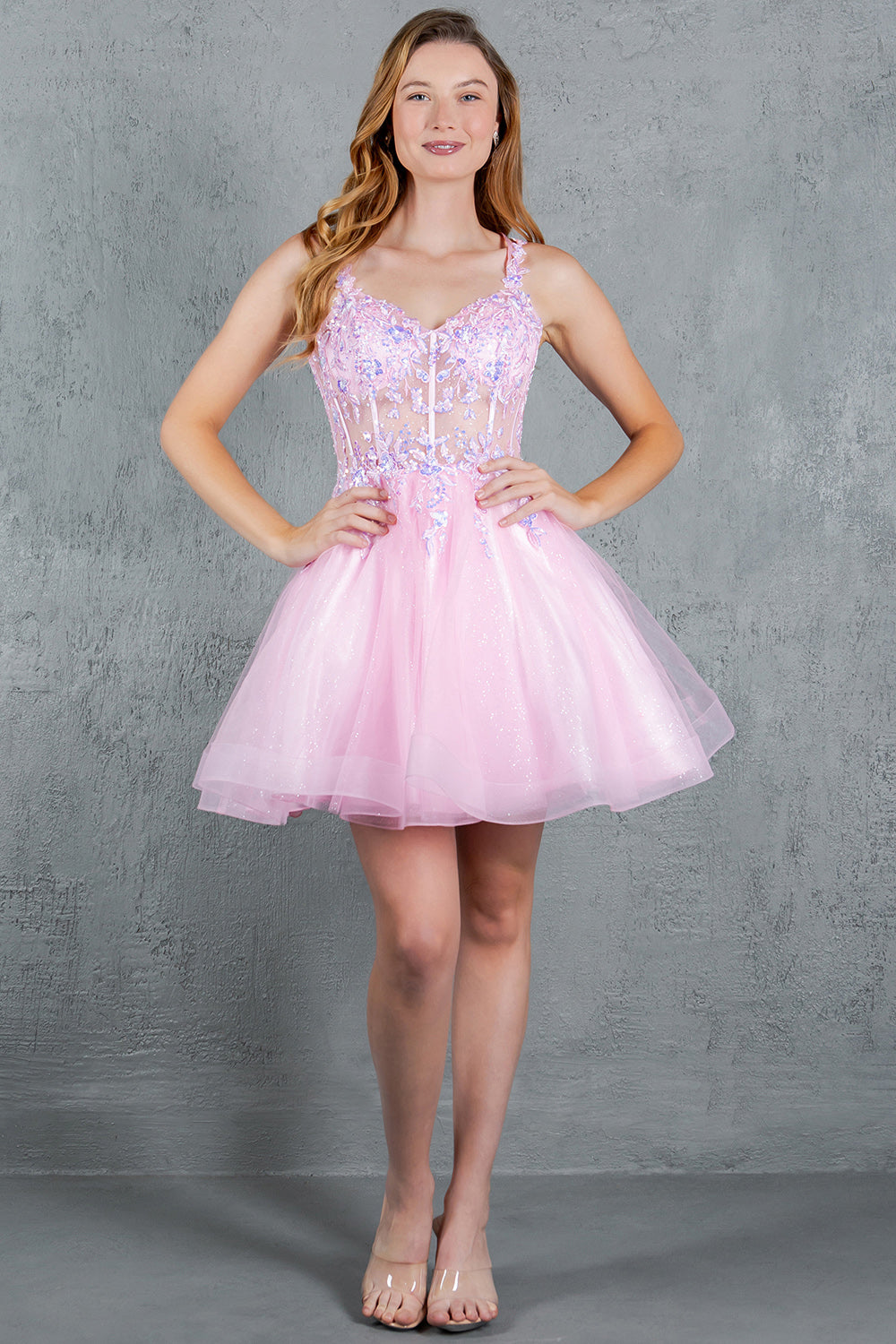 Sequin Plunging V-Neckline Short Party Dress by Cinderella Couture USA AS8305J