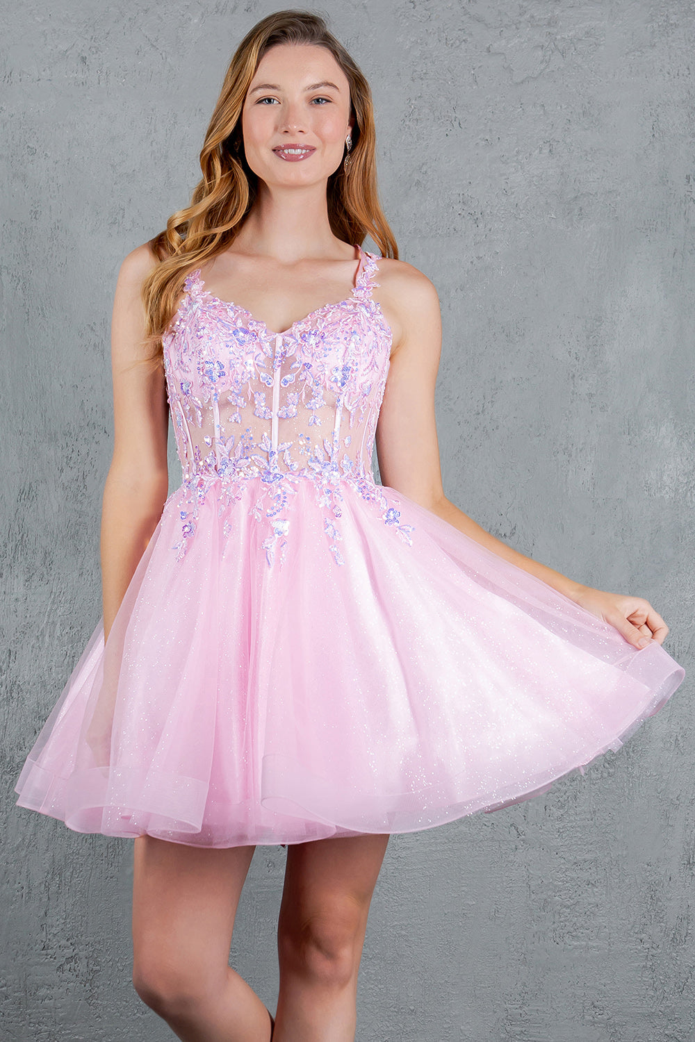 Sequin Plunging V-Neckline Short Party Dress by Cinderella Couture USA AS8305J